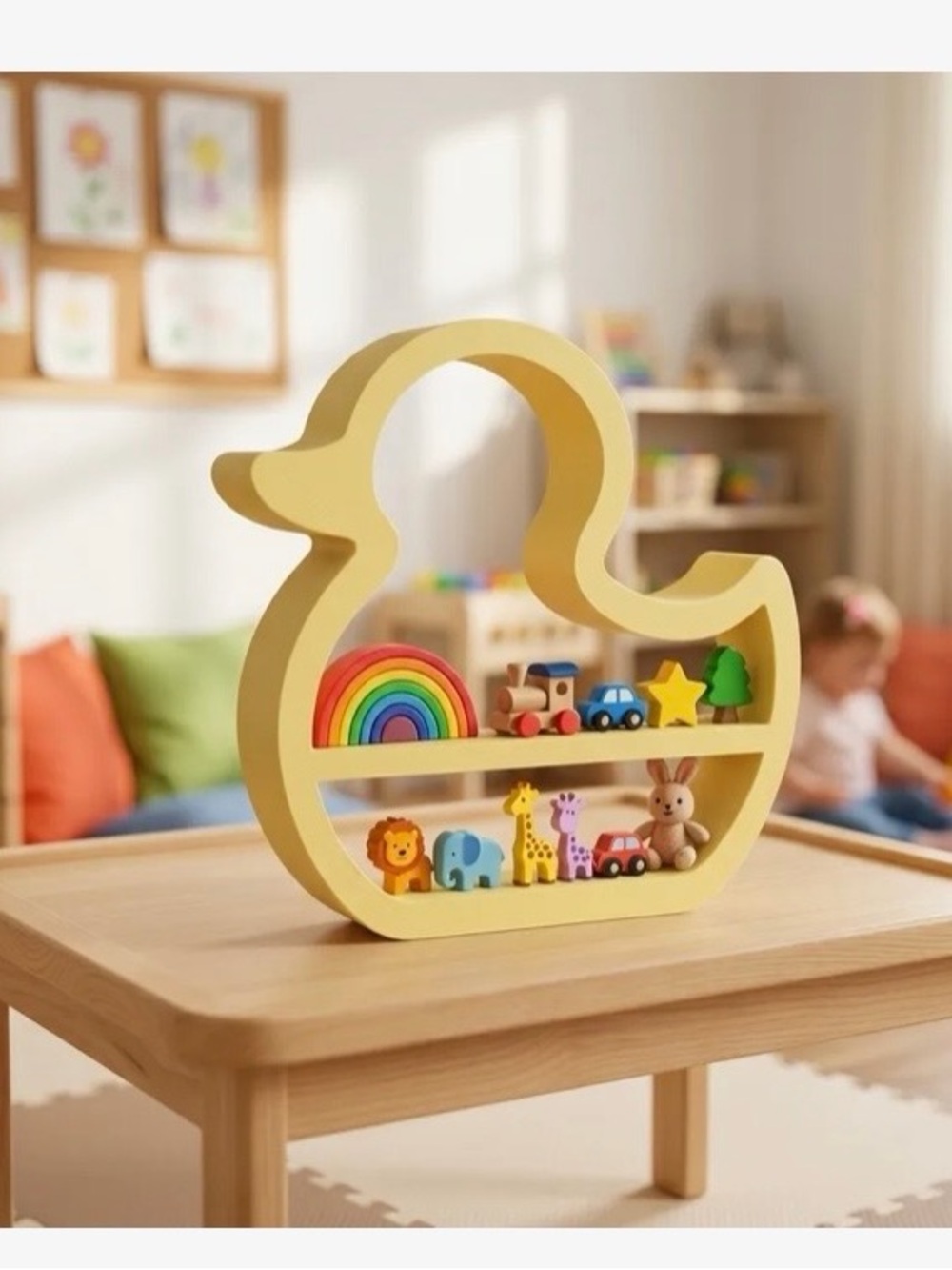 Yellow Duck-Shaped Toy display Shelf or wall hanging by shelf!